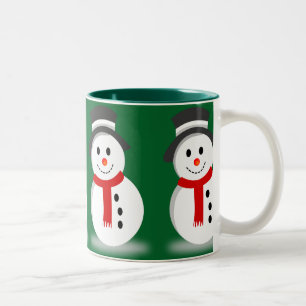 Tasse 2 Couleurs Noël du bonhomme de neige souriant