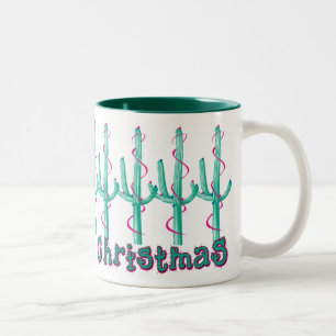 Tasse 2 Couleurs Noël du sud-ouest du Saguaro
