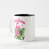 Tasse 2 Couleurs Noël en juillet joli été flamingo (Devant gauche)