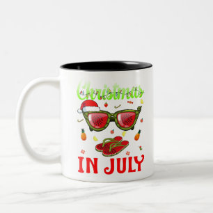 Tasse 2 Couleurs Noël En Juillet Watermelon Ananas santa chapeau