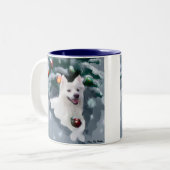 Tasse 2 Couleurs Noël Eskimo Chien américain (Devant gauche)