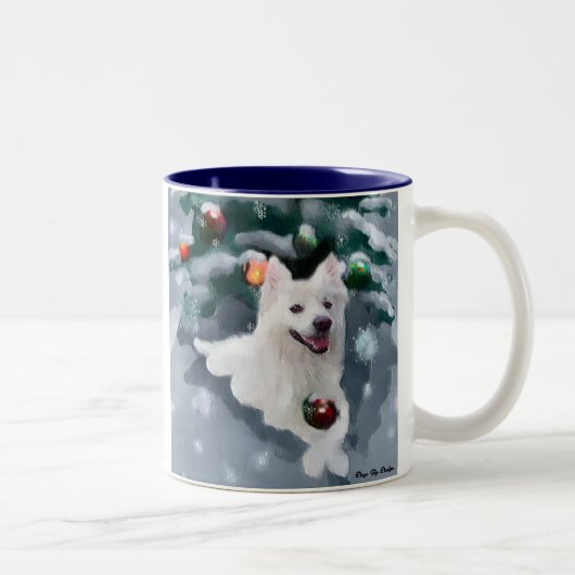 Tasse 2 Couleurs Noël Eskimo Chien américain (Droit)