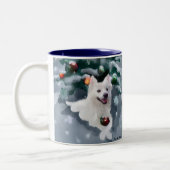Tasse 2 Couleurs Noël Eskimo Chien américain (Gauche)