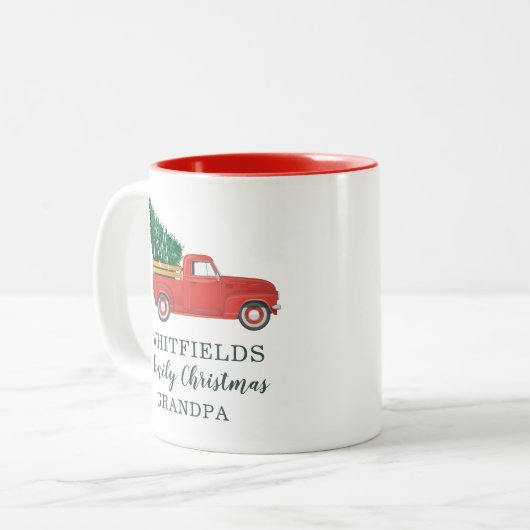 Tasse 2 Couleurs Noël Famille Réunion Grand-Père (Devant gauche)