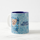 Tasse 2 Couleurs Noël - flocons de neige bleus - Yorkshire Terrier (Devant gauche)
