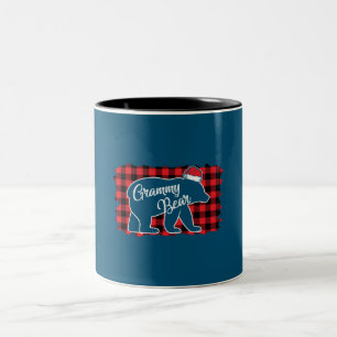Tasse 2 Couleurs Noël Grammy Ours Noël Rouge Plaid Buffle