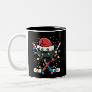 Tasse 2 Couleurs Noël Hockey Xmas Père Noël Sports Chapeau Balle