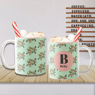 Tasse 2 Couleurs Noël Macaron Mistletoe Nom personnalisé