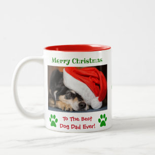 Tasse 2 Couleurs Noël Meilleur Chien Papa Jamais Pet Photo