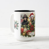 Tasse 2 Couleurs Noël merci aux pompiers (Devant gauche)
