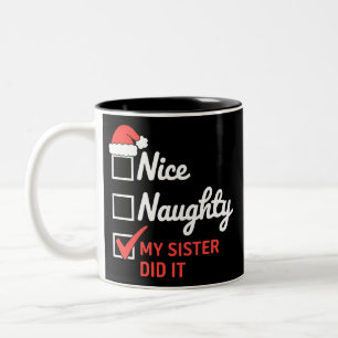 Tasse 2 Couleurs Noël Mignonne Méchante Soeur L'a Fait Xmas Famille