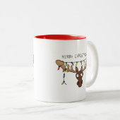 Tasse 2 Couleurs Noël Moose Cute Amusant Animal de Noël (Devant droit)