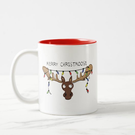 Tasse 2 Couleurs Noël Moose Cute Amusant Animal de Noël (Gauche)