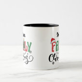 Tasse 2 Couleurs Noël Nom de famille Arbre Script moderne Rouge ver (Centre)