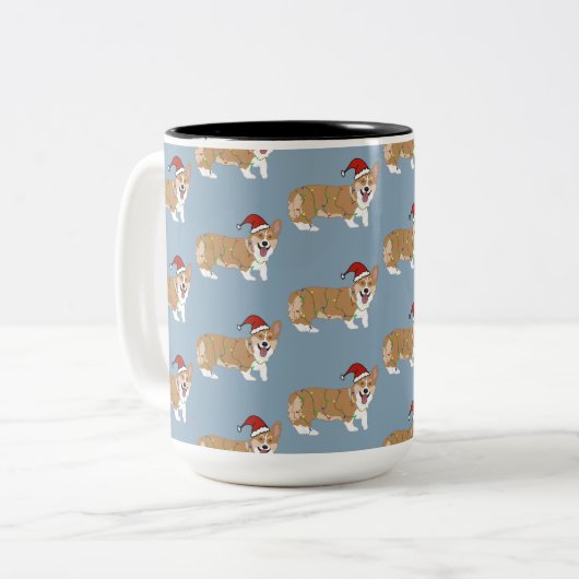 Tasse 2 Couleurs Noël Pembroke Welsh Corgi (Devant gauche)