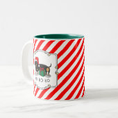 Tasse 2 Couleurs Noël Père Noël Dachshund (S noir & tan) mignonne (Devant gauche)