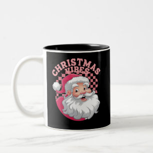 Tasse 2 Couleurs Noël Père Noël Rose Rétro Vintage