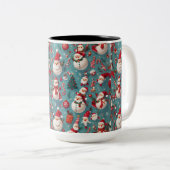 Tasse 2 Couleurs Noël père Noël Snowman (Devant droit)