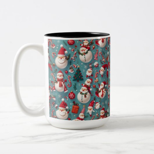 Tasse 2 Couleurs Noël père Noël Snowman (Gauche)
