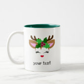 Tasse 2 Couleurs Noël personnalisé Cerf visage Noël (Gauche)