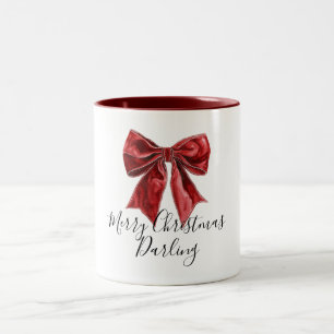 Tasse 2 Couleurs Noël personnalisé Chic Red Bow