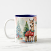Tasse 2 Couleurs Noël personnalisé Cute Lama (Gauche)
