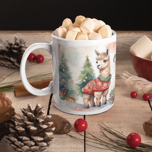 Tasse 2 Couleurs Noël personnalisé Cute Lama