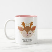 Tasse 2 Couleurs Noël personnalisé mignon Cerf personnalisé (Gauche)