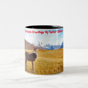 Tasse 2 Couleurs Noël Salutations mon chasseur rassembleur