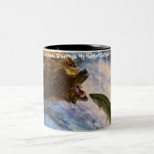 Tasse 2 Couleurs Noël Salutations Mon Hunter Gatherer (Centre)