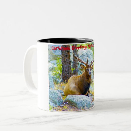 Tasse 2 Couleurs Noël Salutations Mon Hunter Gatherer (Devant gauche)