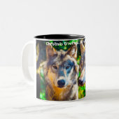 Tasse 2 Couleurs Noël salutations Papa Hunter Gatherer (Devant gauche)