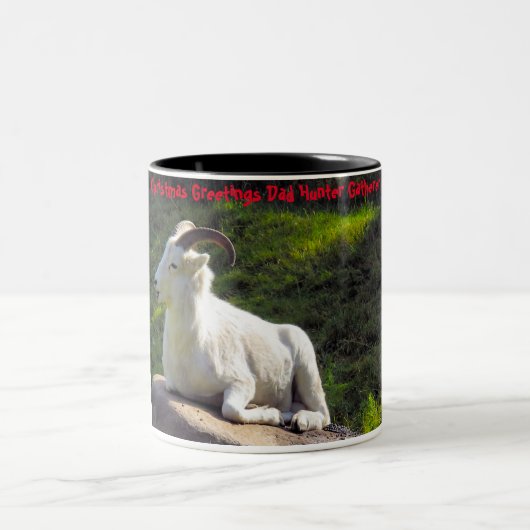 Tasse 2 Couleurs Noël salutations Papa Hunter Gatherer (Centre)