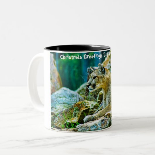 Tasse 2 Couleurs Noël salutations Papa Hunter Gatherer (Devant gauche)