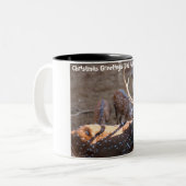 Tasse 2 Couleurs Noël salutations Papa Hunter Gatherer (Devant gauche)