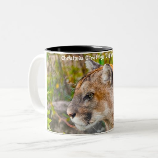 Tasse 2 Couleurs Noël salutations Papa Hunter Gatherer (Devant gauche)