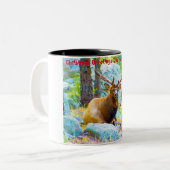 Tasse 2 Couleurs Noël salutations Papa Hunter Gatherer (Devant gauche)