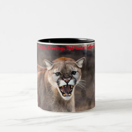 Tasse 2 Couleurs Noël salutations Papa Hunter Gatherer (Centre)