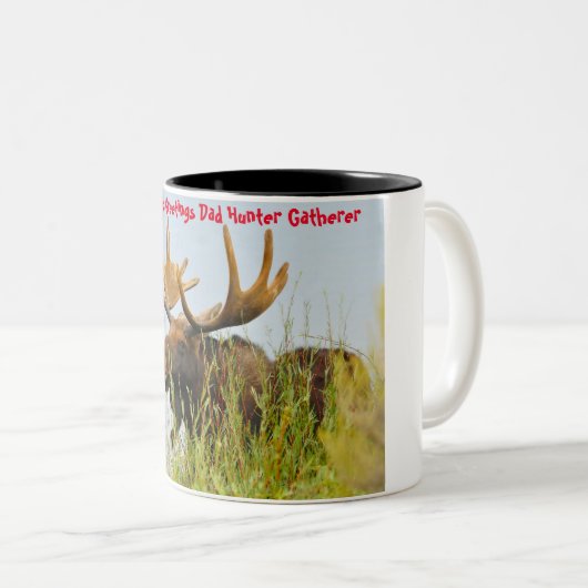 Tasse 2 Couleurs Noël salutations Papa Hunter Gatherer (Devant droit)