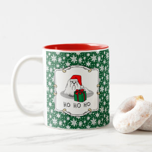 Tasse 2 Couleurs Noël Santa Hat Maltese Chien mignonne Drôle