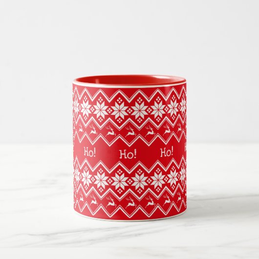 Tasse 2 Couleurs Noël Snowflake Reindee Ho Ho Ho (Centre)