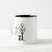 Tasse 2 Couleurs Noël Snowman Xmas Chien hiver (Devant gauche)