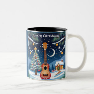 Tasse 2 Couleurs Noël Ukulele musique instrument musique hiver