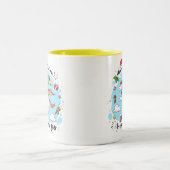 Tasse 2 Couleurs Noël Unicorne Doodle Jaune (Centre)