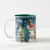 Tasse 2 Couleurs Noël Unicorne Fête Personnalisée (Gauche)