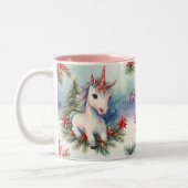 Tasse 2 Couleurs Noël Unicorne Fête Personnalisée (Gauche)
