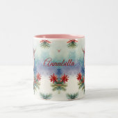 Tasse 2 Couleurs Noël Unicorne Fête Personnalisée (Centre)