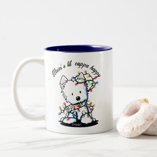 Tasse 2 Couleurs Noël Westie KiniArt (Avec donut)