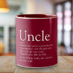 Tasse 2 Couleurs Noeud moderne Bourgogne Amusant Cool Uncle Définit<br><div class="desc">Personnalisez-vous pour votre oncle spécial,  favori ou pour votre oncle pour créer un cadeau unique. Une façon parfaite de lui montrer à quel point il est extraordinaire chaque jour. Vous pouvez même customiser l'arrière - plan à leur couleur préférée. Conçu par Thisisnotme©</div>