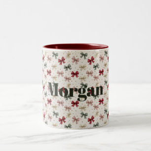 Tasse 2 Couleurs Noeud Papillon Coquette Noël Personnalisé